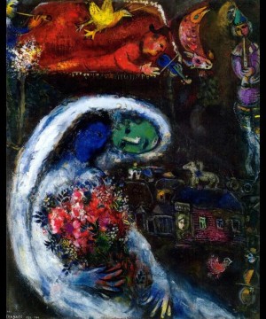 Braut mit blauem Gesicht Zeitgenosse Marc Chagall Ölgemälde